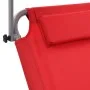 Tumbona plegable con toldo y ruedas acero roja de vidaXL, Tumbonas - Ref: Foro24-44324, Precio: 64,12 €, Descuento: %
