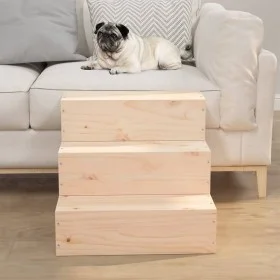 Escalera para mascotas madera maciza de pino 40x37,5x35 cm de vidaXL, Escalones y rampas para mascotas - Ref: Foro24-822461, ...