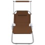 Tumbona plegable con toldo y ruedas acero gris taupé de vidaXL, Tumbonas - Ref: Foro24-44326, Precio: 63,62 €, Descuento: %