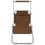 Tumbona plegable con toldo y ruedas acero gris taupé de vidaXL, Tumbonas - Ref: Foro24-44326, Precio: 63,59 €, Descuento: %