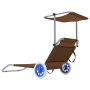 Tumbona plegable con toldo y ruedas acero gris taupé de vidaXL, Tumbonas - Ref: Foro24-44326, Precio: 63,59 €, Descuento: %