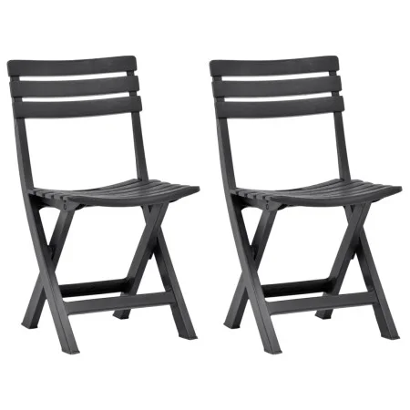 Sillas de jardín plegables 2 unidades plástico gris antracita de vidaXL, Sillas de jardín - Ref: Foro24-48787, Precio: 69,35 ...
