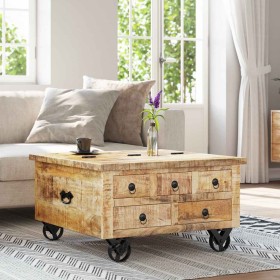 Mesa de centro de madera de mango rugosa 70x70x40 cm en Mesas de centro | Comprar online en Foru.es
