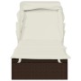 Tumbona con toldo plegable ratán sintético marrón 213x63x97cm de vidaXL, Tumbonas - Ref: Foro24-319637, Precio: 164,40 €, Des...