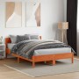 Estructura cama con cabecero madera pino marrón cera 135x190 cm de vidaXL, Camas y somieres - Ref: Foro24-842773, Precio: 119...
