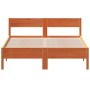 Estructura cama con cabecero madera pino marrón cera 135x190 cm de vidaXL, Camas y somieres - Ref: Foro24-842773, Precio: 119...