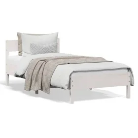 White pine wood bed frame with headboard 100x200cm by vidaXL, Beds and slatted bases - Ref: Foro24-842759, Price: 93,70 €, Di...
