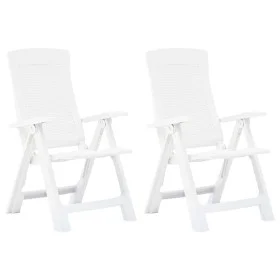Sillas de jardín reclinables 2 unidades plástico blanco de vidaXL, Sillas de jardín - Ref: Foro24-48760, Precio: 164,31 €, De...