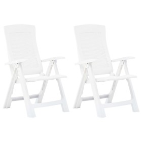 Sillas de jardín reclinables 2 unidades plástico blanco de vidaXL, Sillas de jardín - Ref: Foro24-48760, Precio: 146,79 €, De...