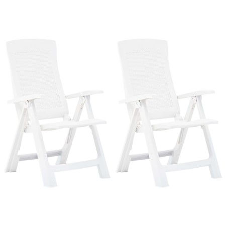 Sillas de jardín reclinables 2 unidades plástico blanco de vidaXL, Sillas de jardín - Ref: Foro24-48760, Precio: 146,79 €, De...