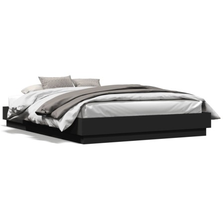 Estructura de cama madera de ingeniería negra 150x200 cm de vidaXL, Camas y somieres - Ref: Foro24-3209850, Precio: 140,41 €,...