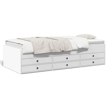 Tumbona con cajones madera de ingeniería blanco 90x190 cm de vidaXL, Camas y somieres - Ref: Foro24-3280881, Precio: 226,84 €...