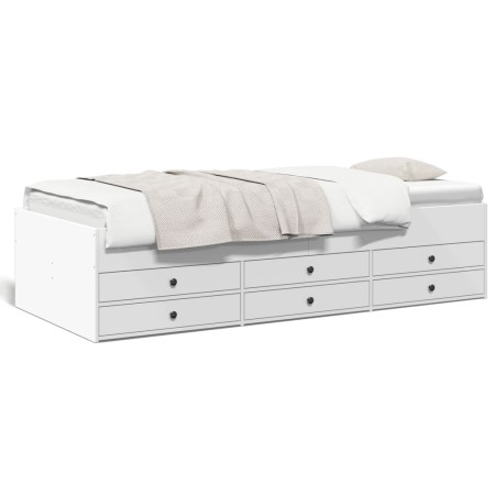 Tumbona con cajones madera de ingeniería blanco 90x190 cm de vidaXL, Camas y somieres - Ref: Foro24-3280881, Precio: 230,70 €...