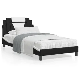 Estructura de cama con cabecero cuero sintético negro y blanco de vidaXL, Camas y somieres - Ref: Foro24-3208080, Precio: 125...