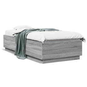 Estructura de cama madera de ingeniería gris Sonoma 100x200 cm de vidaXL, Camas y somieres - Ref: Foro24-3209721, Precio: 120...