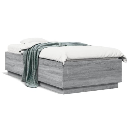 Estructura de cama madera de ingeniería gris Sonoma 100x200 cm de vidaXL, Camas y somieres - Ref: Foro24-3209721, Precio: 120...