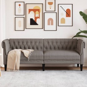 Sofá Chesterfield de 3 plazas tela gris taupe de vidaXL, Sofás - Ref: Foro24-372561, Precio: 322,03 €, Descuento: %