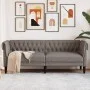 Sofá Chesterfield de 3 plazas tela gris taupe de vidaXL, Sofás - Ref: Foro24-372561, Precio: 316,57 €, Descuento: %