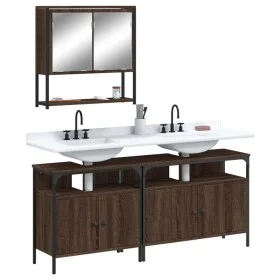Set de muebles baño 3 pzas madera contrachapada roble marrón de vidaXL, Muebles de baño - Ref: Foro24-3214669, Precio: 147,97...