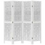 Biombo separador de 4 paneles madera maciza Paulownia blanco de vidaXL, Divisores de ambientes - Ref: Foro24-358673, Precio: ...