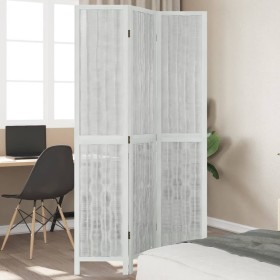Biombo separador de 3 paneles madera maciza Paulownia blanco de vidaXL, Divisores de ambientes - Ref: Foro24-358671, Precio: ...