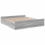 Cama con cajones madera ingeniería gris Sonoma 180x200 cm de vidaXL, Camas y somieres - Ref: Foro24-3280277, Precio: 164,89 €...