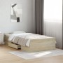 Cama con cajones madera ingeniería roble Sonoma 100x200 cm de vidaXL, Camas y somieres - Ref: Foro24-3280330, Precio: 116,78 ...