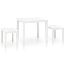 Mesa de jardín con 2 bancos plástico blanco de vidaXL, Conjuntos de jardín - Ref: Foro24-48777, Precio: 87,59 €, Descuento: %