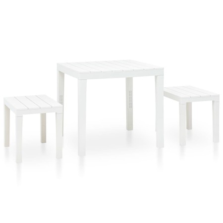 Mesa de jardín con 2 bancos plástico blanco de vidaXL, Conjuntos de jardín - Ref: Foro24-48777, Precio: 87,59 €, Descuento: %