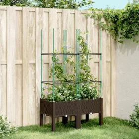 Jardinera con enrejado PP marrón 80x40x142,5 cm de vidaXL, Maceteros y jardineras - Ref: Foro24-367955, Precio: 51,29 €, Desc...