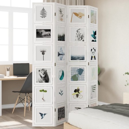 Biombo separador de 4 paneles madera maciza Paulownia blanco de vidaXL, Divisores de ambientes - Ref: Foro24-358692, Precio: ...