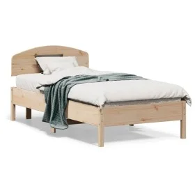 Estructura de cama con cabecero madera maciza pino 90x190 cm de vidaXL, Camas y somieres - Ref: Foro24-3207237, Precio: 118,2...