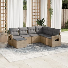 Set sofás de jardín 7 piezas y cojines ratán sintético beige en Conjuntos de jardín | Comprar online en Foru.es
