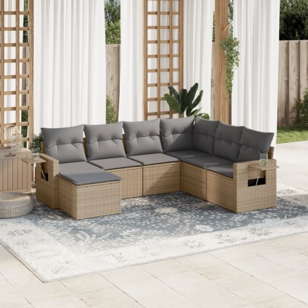 Set sofás de jardín 7 piezas y cojines ratán sintético beige en Conjuntos de jardín | Comprar online en Foru.es