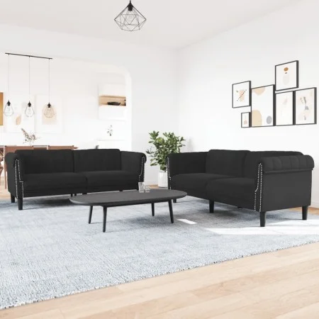 Zweiteiliges Samt-Sofa-Set in Schwarz von vidaXL, Sofas - Ref: Foro24-3209224, Preis: 465,17 €, Rabatt: %