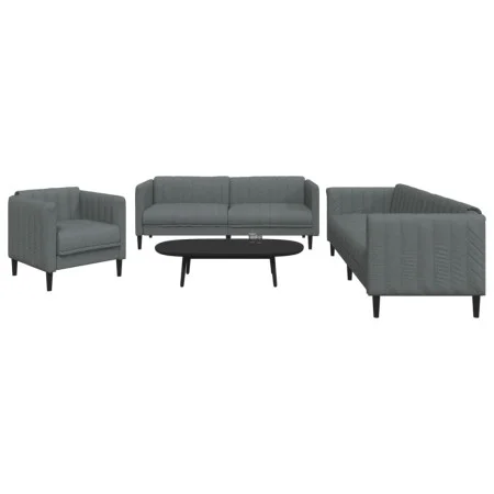 Dreiteiliges dunkelgraues Stoffsofaset von vidaXL, Sofas - Ref: Foro24-3209230, Preis: 613,43 €, Rabatt: %