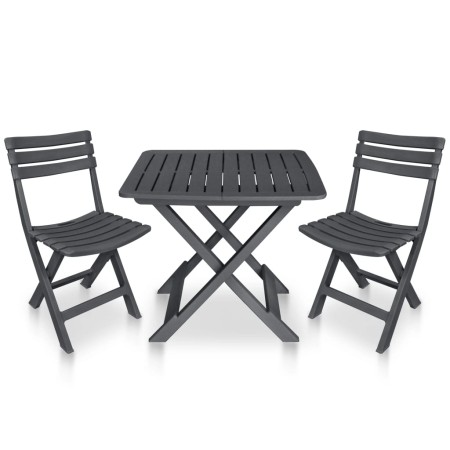 Mesa y sillas plegables de jardín 3 piezas plástico antracita de vidaXL, Conjuntos de jardín - Ref: Foro24-48753, Precio: 143...