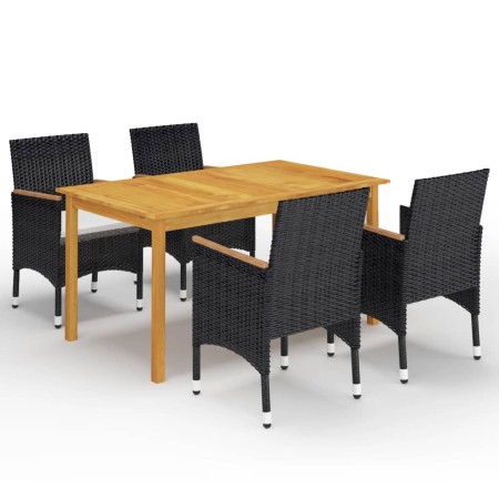 Juego de comedor de jardín 5 piezas con cojines negro de vidaXL, Conjuntos de jardín - Ref: Foro24-3095866, Precio: 379,77 €,...