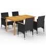 Juego de comedor de jardín 5 piezas con cojines negro de vidaXL, Conjuntos de jardín - Ref: Foro24-3095866, Precio: 379,77 €,...