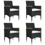 Juego de comedor de jardín 5 piezas con cojines negro de vidaXL, Conjuntos de jardín - Ref: Foro24-3095866, Precio: 379,77 €,...