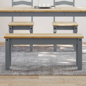 Banco de comedor Panama madera maciza de pino gris 105x30x45 cm de vidaXL, Bancos de comedor y cocina - Ref: Foro24-4005712, ...