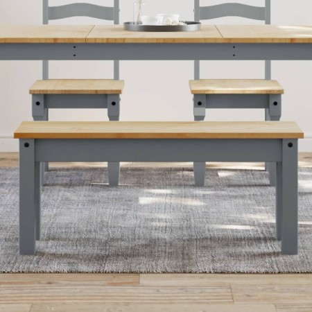 Banco de comedor Panama madera maciza de pino gris 105x30x45 cm de vidaXL, Bancos de comedor y cocina - Ref: Foro24-4005712, ...