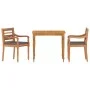 Juego comedor de jardín 3 pzas cojines gris oscuro madera teca de vidaXL, Conjuntos de jardín - Ref: Foro24-3155980, Precio: ...