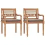 Juego comedor de jardín 3 pzas cojines gris oscuro madera teca de vidaXL, Conjuntos de jardín - Ref: Foro24-3155980, Precio: ...