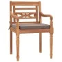 Juego comedor de jardín 3 pzas cojines gris oscuro madera teca de vidaXL, Conjuntos de jardín - Ref: Foro24-3155980, Precio: ...