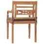 Juego comedor de jardín 3 pzas cojines gris oscuro madera teca de vidaXL, Conjuntos de jardín - Ref: Foro24-3155980, Precio: ...