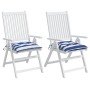 Cojines de silla 2 uds tela a rayas azul y blanco 40x40x7 cm de vidaXL, Cojines para sillas y sofás - Ref: Foro24-361486, Pre...