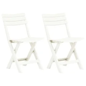 Sillas de jardín plegables 2 unidades plástico blanco de vidaXL, Sillas de jardín - Ref: Foro24-48786, Precio: 70,43 €, Descu...