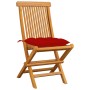Sillas de jardín 4 uds con cojines rojos madera de teca de vidaXL, Sillas de jardín - Ref: Foro24-3062589, Precio: 257,43 €, ...