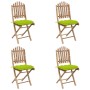 Set de comedor de jardín plegable 5 piezas con cojines bambú de vidaXL, Conjuntos de jardín - Ref: Foro24-3063986, Precio: 27...